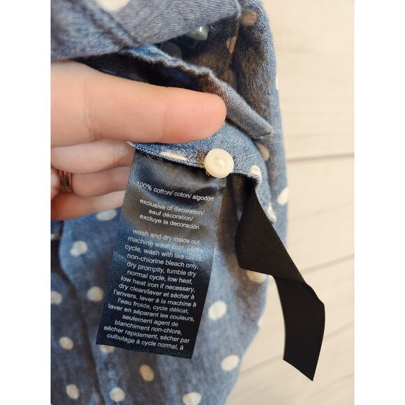 Tommy Hilfiger Womens Blue White Polka Dot Sleeveless Button Front Blouse Medium - Picture 4 of 6